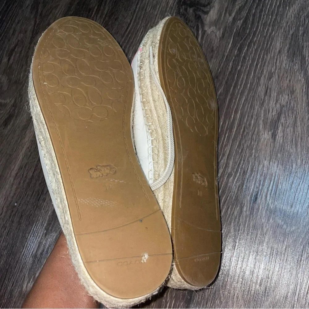 Coach Cate Pink and Cream Espadrille Sneakers size 10